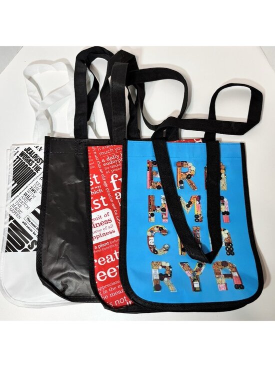 Lululemon Handbags - lululemon Reusable Shopping Tote Bags - Lot of 4 Small Black Red Blue